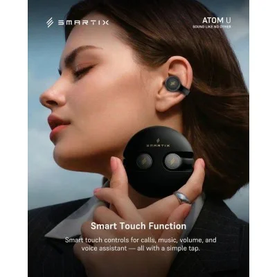 Smartix Atom U Open Ear Clip On Wireless Earbuds - Black